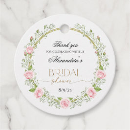 Etiquetas Para Recuerdos Gracias Rosas Rosadas y Respiración de Bebé