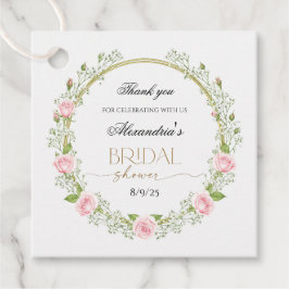 Etiquetas Para Recuerdos Gracias Rosas Rosadas y Respiración de Bebé