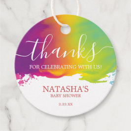 Etiquetas Para Recuerdos Gracias, salpicador de pintura de color arcoiris,