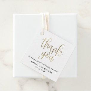Etiquetas Para Recuerdos Gracias Tag Lovely Calligraphy Faux Gold LCG
