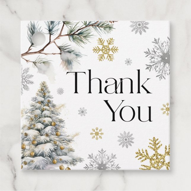 Etiquetas Para Recuerdos Gracias Winter Wonderland (Anverso)