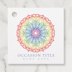 Etiquetas Para Recuerdos Gradación de color arcoiris Mandala Damas de estil