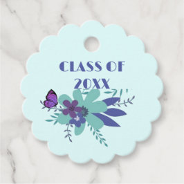Etiquetas Para Recuerdos Graduación de 20XX Floral azul morado