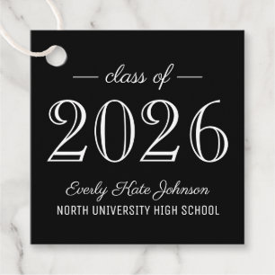 Etiquetas Para Recuerdos Graduación de Clase 2026 Blanca Elegante