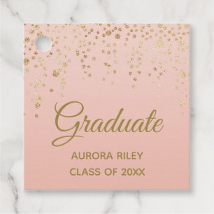 Etiquetas Para Recuerdos Graduación de Confetti Purpurina de oro rosa de Ru