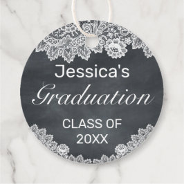 Etiquetas Para Recuerdos Graduación de pizarra y encaje blanco gracias