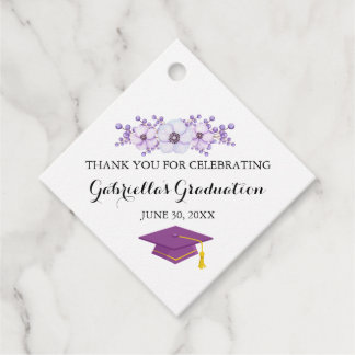 Etiquetas Para Recuerdos Graduación de ráfaga floral púrpura de manantial a