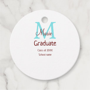 Etiquetas Para Recuerdos Graduado añadir nombre monograma verde rosa simple