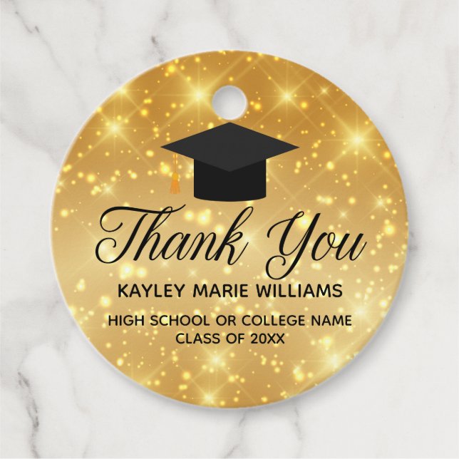 Etiquetas Para Recuerdos Graduado de espuma de oro Gracias fiesta de gradua (Anverso)