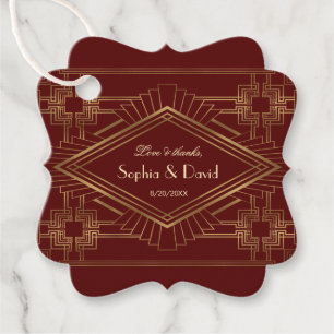 Etiquetas Para Recuerdos Gran Boda de Gatsby Royal Burgundy Gold
