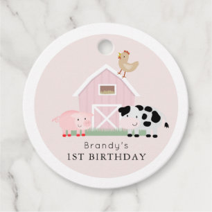 Etiquetas Para Recuerdos Granja Animales Barnyard Cumpleaños Rosa Gracias F