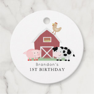 Etiquetas Para Recuerdos Granja Animales Barnyard White Birthday Gracias