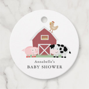 Etiquetas Para Recuerdos Granja de animales Barnyard White Baby Shower Grac