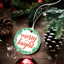 Etiquetas Para Recuerdos Green Berry Wreath Merry and Bright Navidades