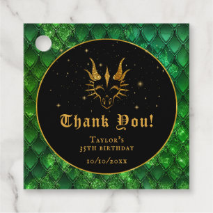 Etiquetas Para Recuerdos Green Dragon Scales Gold Birday Gracias