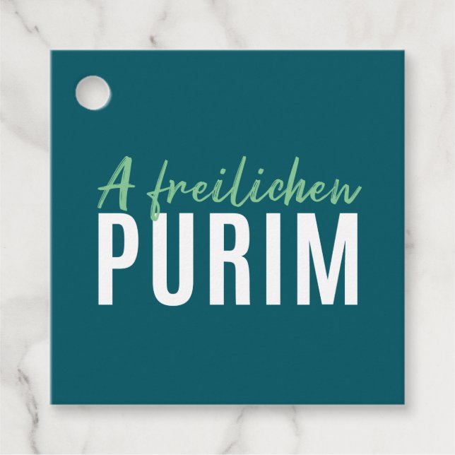 Etiquetas Para Recuerdos Green Happy Purim (Anverso)