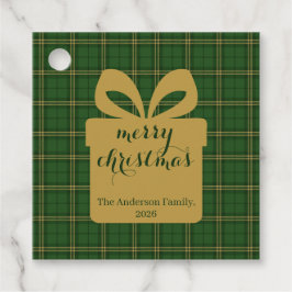Etiquetas Para Recuerdos Green Plaid Christmas Festive Pattern -