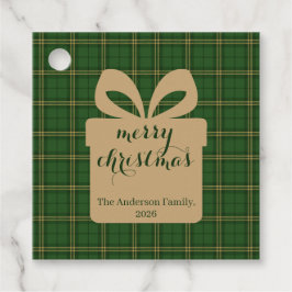 Etiquetas Para Recuerdos Green Plaid Christmas Festive Pattern -