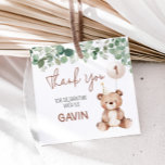 Etiquetas Para Recuerdos Green Teddy Bear Birthday Party Square<br><div class="desc">Gracias a sus invitados con estas etiquetas de Bear lindo,  la adición perfecta a sus regalos fiestas. Personalizable y fácil de imprimir,  le agregarán un detalle sincero a su celebración. 49BD</div>