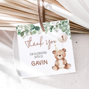 Etiquetas Para Recuerdos Green Teddy Bear Birthday Party Square