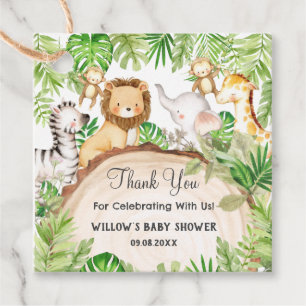 Etiquetas Para Recuerdos Greenery Jungle Animals Baby Shower Primer cumplea
