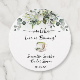 Etiquetas Para Recuerdos Greenery Matcha Love is Brewing Tea Bridal Shower