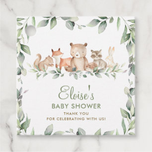 Etiquetas Para Recuerdos Greenery Woodland Animals Baby Shower Gracias