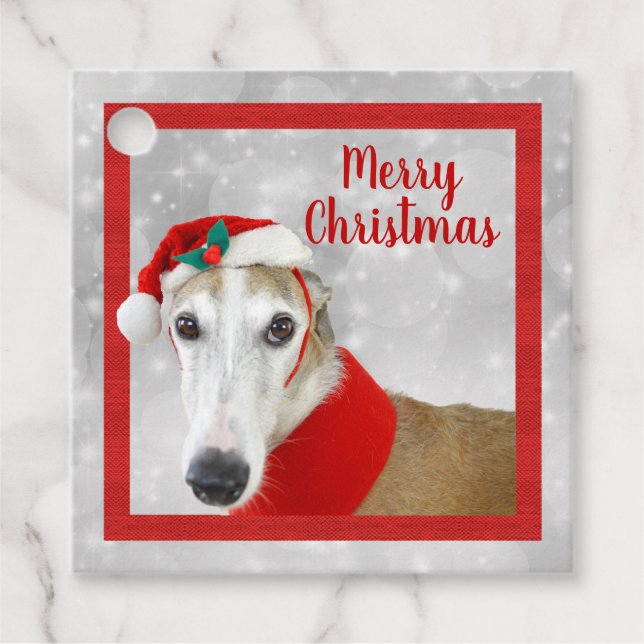 Etiquetas Para Recuerdos Greyhound Merry Christmas (Anverso)