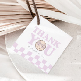 Etiquetas Para Recuerdos Groovy Chica Checkered Happy Face | 1 cumpleaños