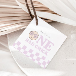 Etiquetas Para Recuerdos Groovy Chica Checkered Happy Face | 1 cumpleaños