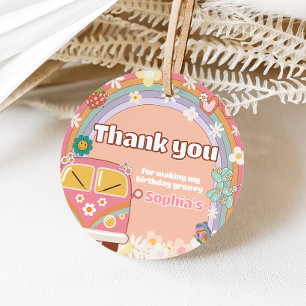 Etiquetas Para Recuerdos Groovy Daisy Rainbow Birday Party Round