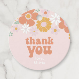 Etiquetas Para Recuerdos Groovy One Retro Floral favor de agradecimiento