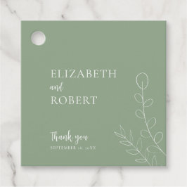 Etiquetas Para Recuerdos Guión Boda de salvia floral Elegante Minimal Simpl