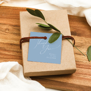 Etiquetas Para Recuerdos Guión caprichoso   Azul Dusty Gracias Por Favor Et