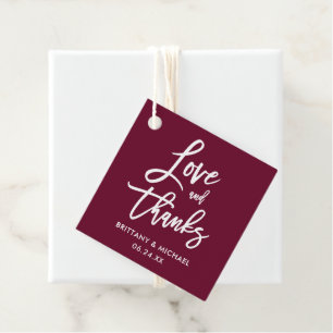 Etiquetas Para Recuerdos Guión de broche amor y gracias Boda de Borgoña