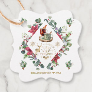 Etiquetas Para Recuerdos Guión de invierno Wreath te desea una feliz Navida