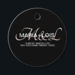 Etiquetas Para Recuerdos Guión moderno Monogramado Boda rosa Rubor negro<br><div class="desc">Etiquetas favoritas de bodas que son elegantes y modernas etiquetas de diseño de guiones monogramados</div>