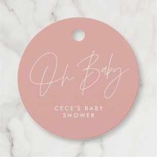 Etiquetas Para Recuerdos Guión para la ducha de bebé moderno rosa de niña r