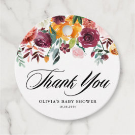 Etiquetas Para Recuerdos Guirnalda de flores de otoño Agradecimiento por ba