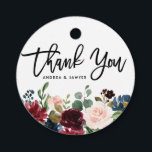 Etiquetas Para Recuerdos Guirnalda Floral de Otoño con Acuarela Boho Gracia<br><div class="desc">Envía amor y agradecimiento con esta etiqueta de agradecimiento floral personalizable. Cuenta con ilustraciones de acuarela de guirnaldas florales de color burdeos, rosa y azul con acentos de follaje. Esta etiqueta de agradecimiento de acuarela es perfecta para bodas de otoño y con temática boho, baby showers, despedidas de soltera y...</div>