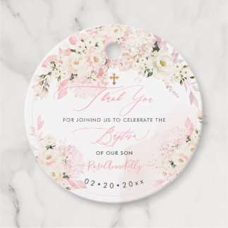 Etiquetas Para Recuerdos H2 Hortensias Rosas Crema Bautizo Agradecimiento