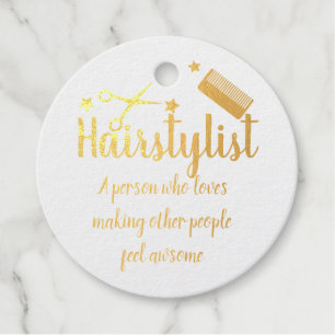 Etiquetas Para Recuerdos Hairstylist Cita Funny Hairdresser Stars Gold