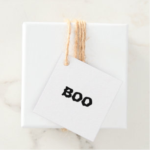 Etiquetas Para Recuerdos Halloween Boo blanco y negro en blanco