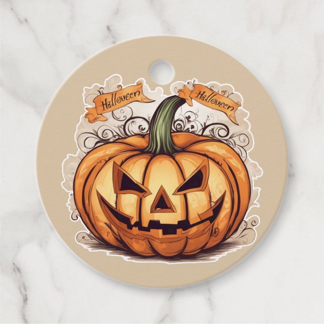 Etiquetas Para Recuerdos Halloween: Großer Kürbis -  (Anverso)