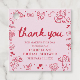 Etiquetas Para Recuerdos Hand Drawn Pink Red Hearts Valentine Bridal Shower