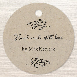 Etiquetas Para Recuerdos Hand Made With Love Personalized Brown Price Tag