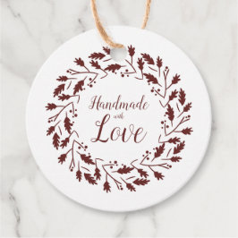 Etiquetas Para Recuerdos Handmade With Love Wreath Quote In Brown