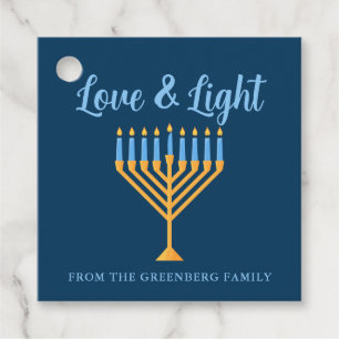 Etiquetas Para Recuerdos Hanukkah Personalizado de amor y luz Menorah Fiest
