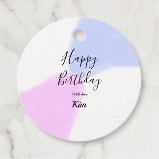 Etiquetas Para Recuerdos Happy birthday pink purple pastel name simple eleg