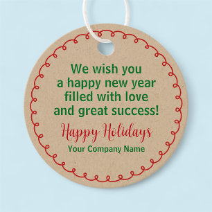 Etiquetas Para Recuerdos Happy Holidays Round Kraft Gift Tag Personalizado